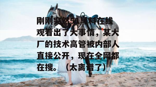 刚刚突然51黑料在线观看出了大事情，某大厂的技术高管被内部人直接公开，现在全网都在搜。（太离谱了）