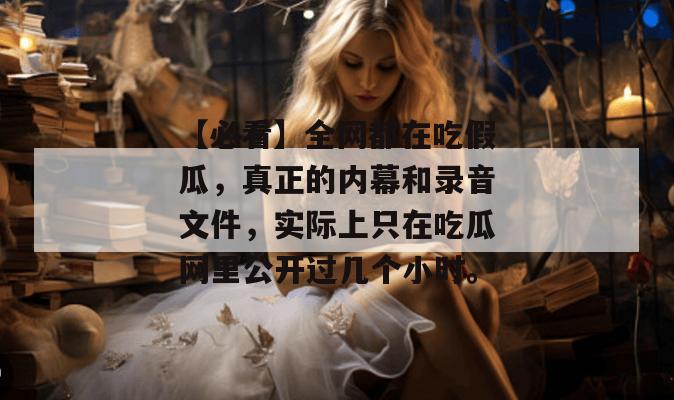 【必看】全网都在吃假瓜，真正的内幕和录音文件，实际上只在吃瓜网里公开过几个小时。